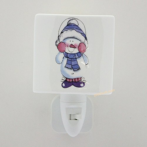 Night Lights, Square face shaped - Snowman with Earmuffs Design
