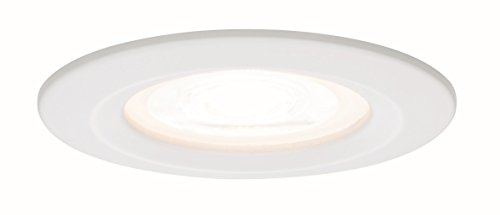 Paulmann 93593 Einbauleuchte LED Nova Einbaustrahler rund Deckenspot 7W Einbaulampe GU10 Spot Weiß dimmbar IP44 spritzwassergeschützt Luz empotrable, 7 W, Blanco Mate