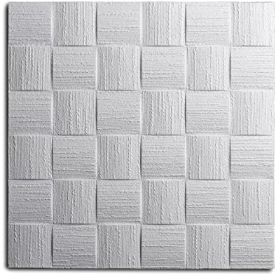Decosa Deckenplatten DUBLIN (AP 106) - 80 Platten = 20 m2 - Dekor Paneele weiß in Flecht Optik - Deckenpaneele 50 x 50 cm aus Styropor - Decken Styroporpaneele