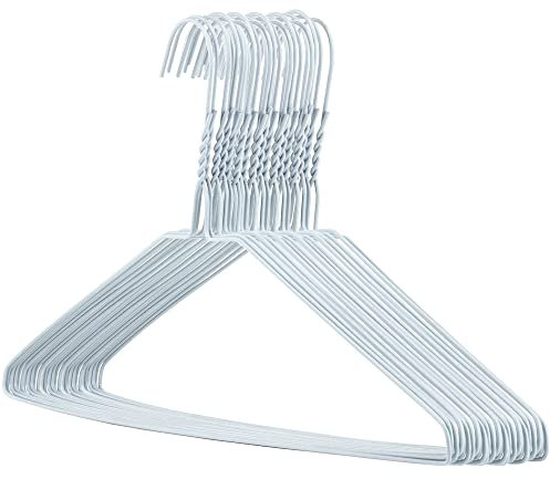 Hangerworld 20 Draht Kleiderbügel 40cm Weiß Mit Einkehrbung Metall-Kleiderbügel Extra flach