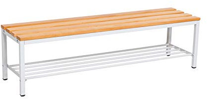 furni24 Bank Umkleidebank, Sitzbank für Umkleideräume mit Schuhrost BxHxT: 150x42x40 cm, Umkleidesitzbank, Umkleidebank, Garderobenbank, Sportbank, Bank mit Echtholz für Fitnessstudio