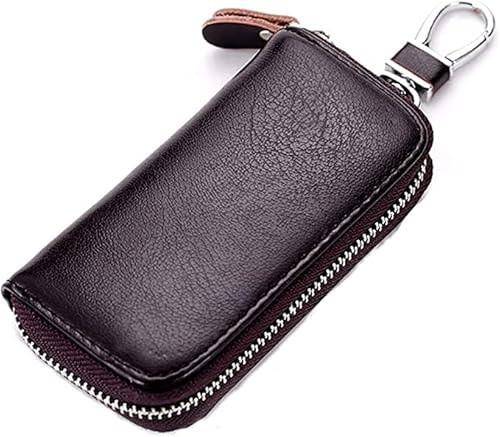iSuperb® Étui à clés en Cuir Porte-Cartes Porte-Monnaie Porte-Monnaie Sac à Poche Sécurité avec Crochet Clip 11x6x2.5cm (café)