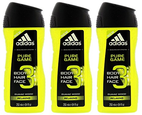 Adidas Pure Game 3-in-1 Relaxing Shower Gel, Shampoo & Face Wash 8.4fl oz.(...