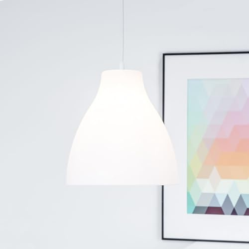 Lightbox dekorative Hängelampe - Pendelleuchte im schlichten Design - in | dekorative Hängelampe - Pendelleuchte im schlichten Design - in der Höhe kürzbar - Kunststoff Weiß - 28cm Durchmesser