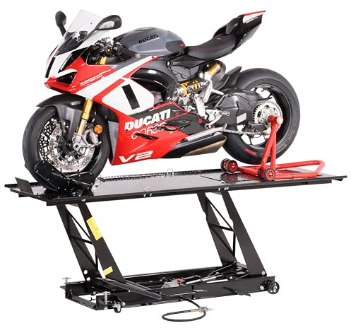 Pont élévateur pour moto, parallélogramme, 450 kg, avec pneumatique + pédale, bleu, PLB450-PAJ, 01646