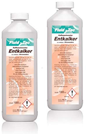 Fluid-Tec 2 x 1 Liter Universal Flüssig Entkalker für Kaffeevollautomaten Kaffeevollautomat Kaffee-Maschine Kaffeepadmaschine Wasserkocher Kalklöser Kalk-Reiniger Kalk-Entferner