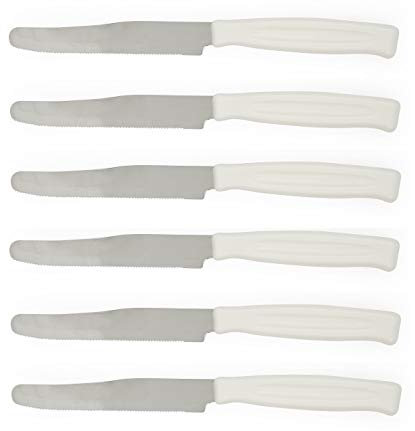 Excelsa Rainbow Set 6 Coltelli Da Tavola Seghettati, Acciaio Inox, Bianco
