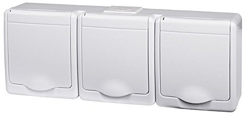 PAWBOL 3-Fach Aufputzsteckdose IP44 16A/250V Schuko Aufputz Feuchtraum Steckdose WE