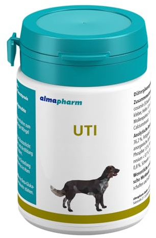almapharm UTI | 30 Tabletten | Ergänzungsfuttermittel für Hunde | Kann zur Unterstützung der Harnblasenfunktion beitragen | Zur Verhinderung der Bildung von Harnkristallen