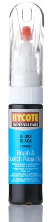 Hycote Gloss Black Touch Up Paint with 2-in-1 Fine Brush & Precision Nib, 12.5ml – Repair Chips, Scratches & Imperfections on Paintwork | Double Acrylic Formula for Excellent Coverage