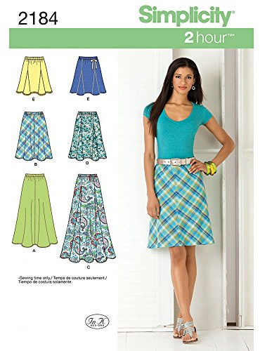 Simplicity 2184Kvinnors kjolar H5 (6-8-10-12-14) Vitt