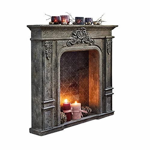 Loberon Kaminkonsole Rethonvillers - grau - Eingesetzter Spiegel - Deko aus Kiefernholz - Verzierungen aus Resin - Handgefertigt - Antik-Finish