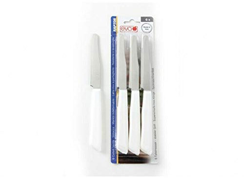 Professional Cooking Eva - Set 6 COLTELLI da TAVOLA C/Manico Bianco (Bianco)