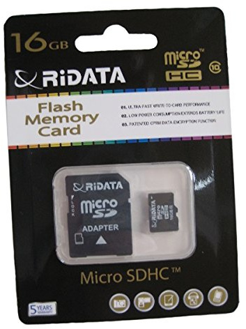 ridata – Carte Micro SD 16 Go – Carte Mémoire SDHC Classe 10 – Adaptateur SD inclus | garantie 5 J.