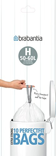 100x White Brabantia bin liners type H 50-60 liters