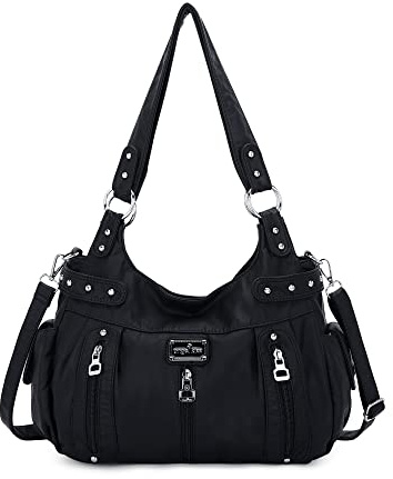 Angelkiss Large Purses and Handbags for Women Washed Faux Leather Crossbody Hobo Satchel Shoulder Handbag Tote Purse