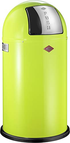 Wesco 175 831 Pushboy Abfallsammler 50 Liter Lemongrün 40 x 40 x 75.5cm (L/B/H), Edelstahl
