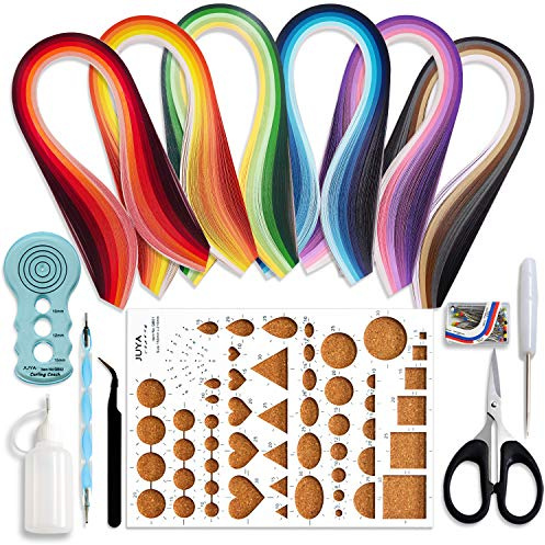 Juya Paper Quilling Kits con 30 colores 600 tiras y 8 herramientas(Herramientas azules, Anchura 3mm)