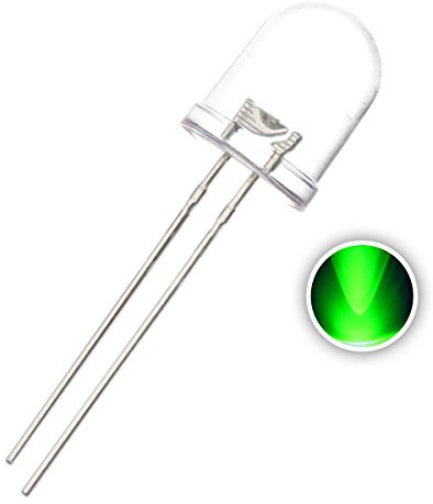 Chanzon 50 pcs 10mm Green LED Diode Lights (Clear Round Transparent DC 3V 20mA) Super Bright Lighting Bulb Lamps Electronics Components Light Emitting Diodes