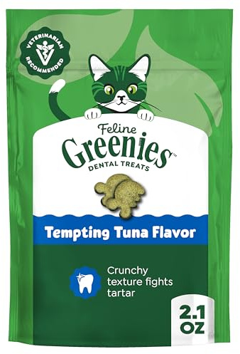 FELINE GREENIES Natural Dental Care Cat Treats Tempting Tuna Flavor, 2.1 oz. Pouch