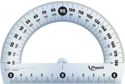 MAPED Lot de 3 Rapporteurs Essentials Cristal 180 degrés 12 cm en plastique transparent