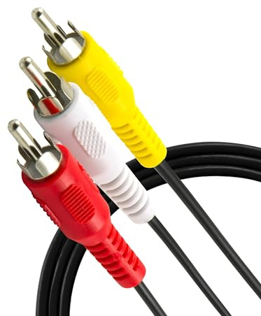 GE Composite Audio/Video Cable, 6 ft. RCA Style Plugs 3-Male to 3-Male, Low Loss, for TV, VCR, DVD, Satellite, and Home Theater Receivers, 23216