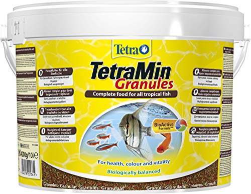 TetraMin Granules - alimento en forma de gránulos para todos los peces ornamentales , mezcla equilibrada para peces sanos y agua clara, cubo de 10 l