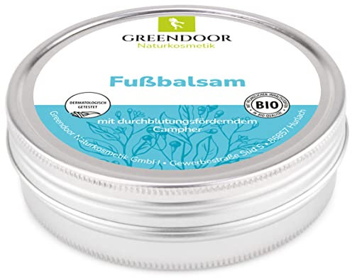 GREENDOOR Bio Fussbalsam 75ml, Fusscreme Schrundensalbe, 4 fache Ergiebigkeit, Naturkosmetik, natürlicher Fuß Balsam, Fuss-Pflege Creme anti Fussgeruch