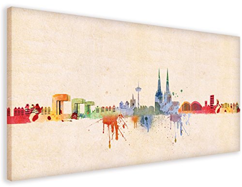 Kunstbruder Kunst Druck auf Leinwand - Skyline Köln DiChyk (div. Farben & Größen) Bild fertig auf Keilrahmen ! Graffiti Like Banksy Art Gemälde Kunstdrucke, W (100x200 cm)