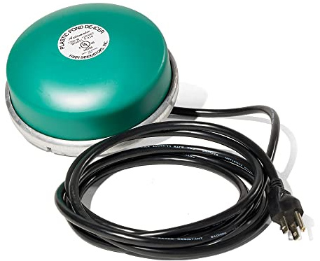 Farm Innovators 1250 Watts 7.5 Inch Cast Aluminum Floating Outdoor Pond De Icer Heater with Built in Thermostat Control and 10 Foot Cord, Green