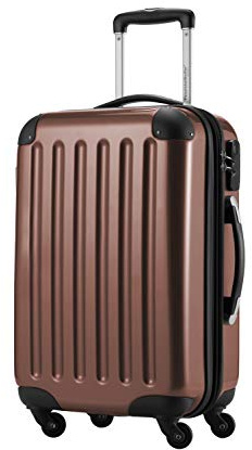 Hauptstadtkoffer Alex - Handgepäck Koffer 55x38x23 cm, 42 L, Zahlenschloss, erweiterbarer Hartschalen Trolley aus PC ABS, 3,2 kg, 4 Doppelrollen, Braun