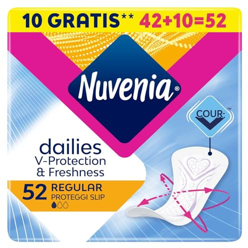 Nuvenia - Proteggi Slip Anatomici Stesi Freschezza Quotidiana - Massimo Comfort e Protezione - Confezione da 52 Salva Slip