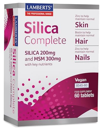 Lamberts Silicio Completo | Silicio 200 mg + MSM + Zinc + Biotina + Vitamina C | Cabello, Piel y Uñas | 60 Tabletas | 60 Días | Calidad Farmacéutica GMP