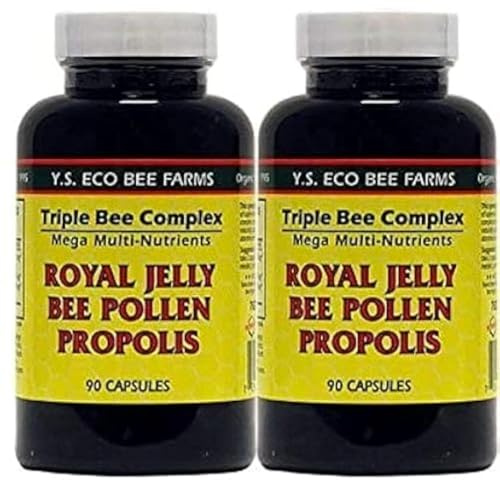 YS Organics Triple Bee Complex, Royal Jelly, Bee Pollen, Propolis -90 Caps -2 Pack