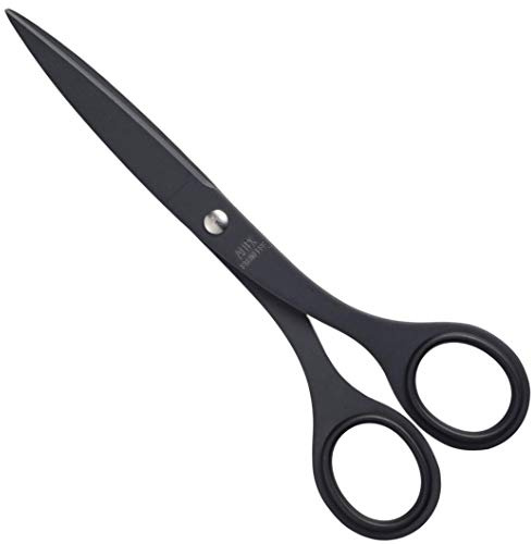 ALLEX Black Scissors for Office All Metal Japanese Stainless Steel, Non-Sticking Fluorine Coated Office Scissors Black, Made in Japan