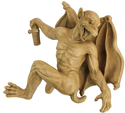 Design Toscano NG832115 Gaston den gotiska gargoyle klättrare hängande staty, medium, 33 cm, polyresin, gotisk sten