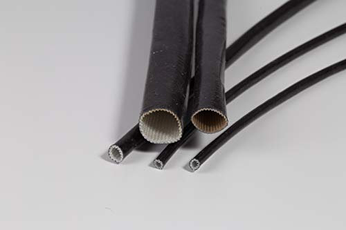 Guaina Isolante in Fibra di Vetro e Silicone, diametro 7 mm, colore Nero, Alte Temperature 260° C, Isolamento Elettrico 1500V, 10 Metri