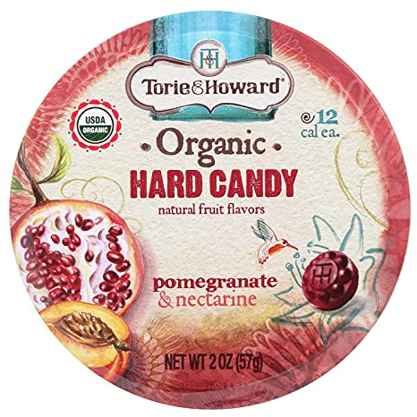 Torie & Howard Organic Hard Candy Pomegranate & Nectarine 2 oz tin (Pack of 8)
