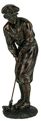 Napco Imports Man Golfer Putting Bronzetone 9 Inch Resin Stone Statue Figurine