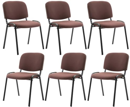 CLP 6er Set Besucherstuhl Ken Stoff I Stapelstuhl Mit Robustem Metallgestell I Polsterstuhl Mit Rückenlehne, Farbe:braun