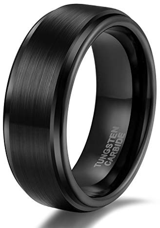 TRUMIUM Black Rings for Men Women Tungsten Carbide Wedding Bands Engagment Promise Ring Matte Finished Comfort Fit Size 10