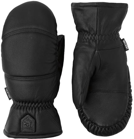 Hestra Uni Leder Box Mitt, Leder Winter Skifäustlinge für alpines Skifahren & kaltes Winterwetter, Schwarz, 8