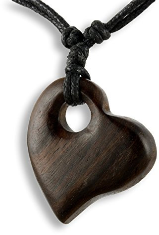 Island Piercings Halskette Herz Anhänger aus Holz Handarbeit längenverstellbar N283