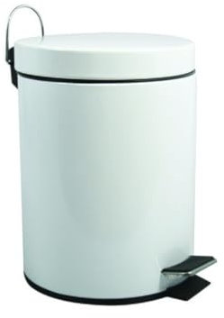 MSV - Pattumiera Cosmetica per Bagno - Acciaio Inossidabile con Secchio Interno Rimovibile - Pattumiera a Pedale Elegante - Compatta e Pratica - Bianco - 5L