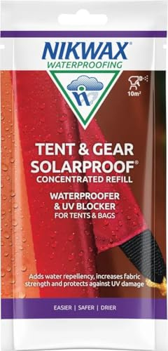 Nikwax TENT & GEAR SOLARPROOF Concentrated Waterproofer & UV Blocker for Tents, Bags & Outdoor Covers - Adds Water Repellency, Increases Fabric Strength, Protects Against UV damage (150ml)