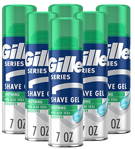 Gillette Series 3X Sensitive Shave Gel, Hydrates, Protects and Soothes Sensitive Skin, 7 Ounce (Pack of 6)