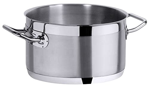 Contacto Professioneller niedriger Edelstahl Kochtopf Suppentopf Fleischtopf 32 cm in Gastroqualität extrem robust