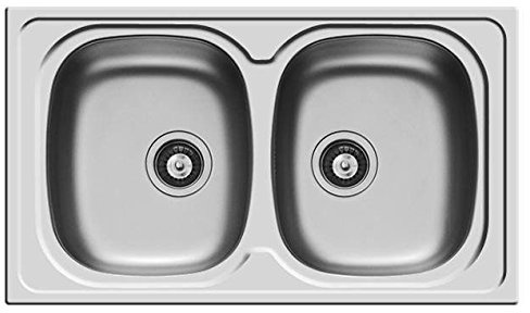 Pyramis Lavello lavandino lavabo 2 vasche Sparta 86x50 Acciaio Inox con PILETTA da 3,5''