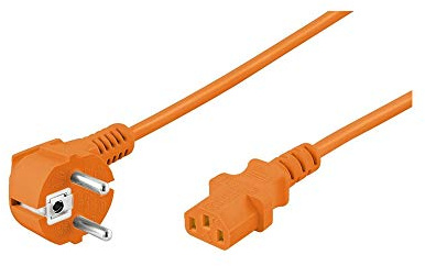 Goobay 95289 Kaltgeräte Anschlusskabel Abgewinkelt, 3 m, Orange, Schutzkontaktstecker (Typ F, CEE 7/7) > Gerätebuchse C13 (Kaltgeräteanschluss)