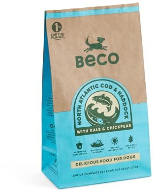 Beco Cod & Haddock with Kale and Chickpeas - 2kg - Natural & Grain Free Complete Dry Dog Food (Packaging may vary)